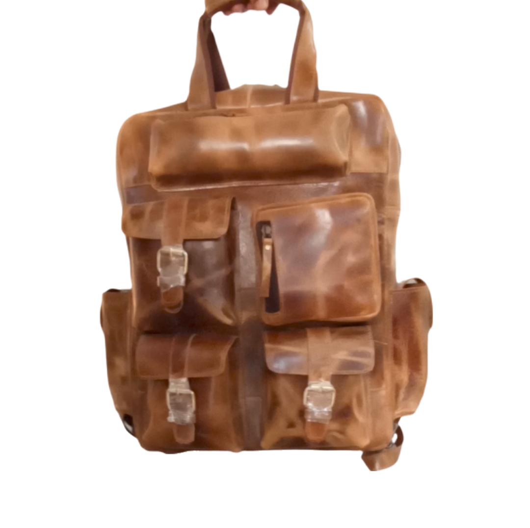 Russellen Brown 7 pocket Mud brown mens bagpack