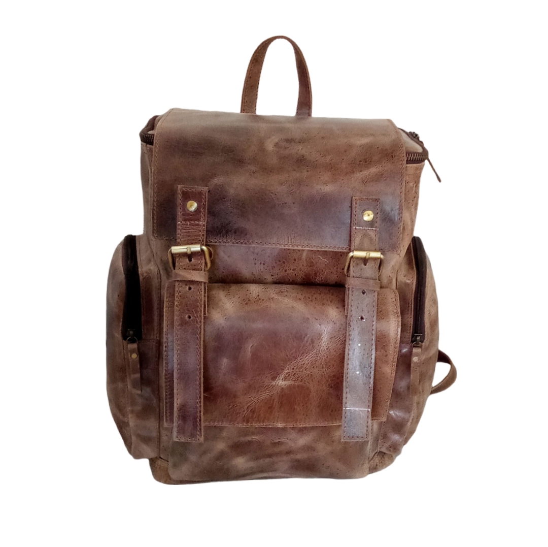 Crunch Leather Dark Brown Adam bagpack
