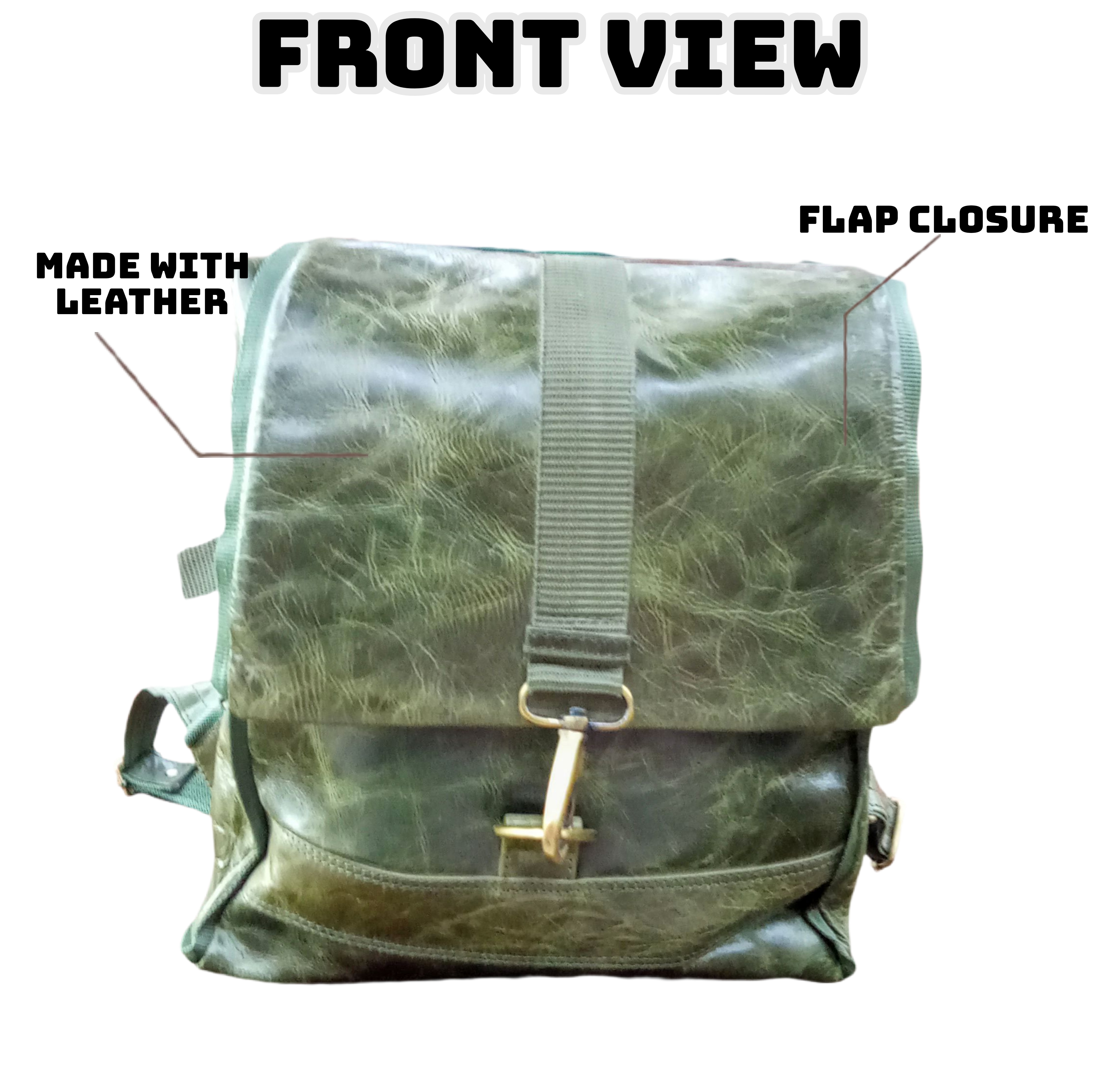 Russellen Brown Olive Green unisex bagpack